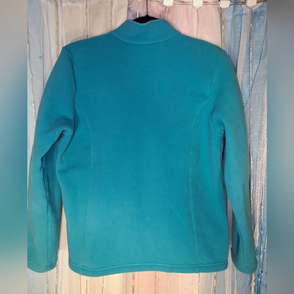 LL Bean Full Zip Fleece Jacket Turquoise Womens Size M EUC - Picture 4 of 4